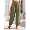 image:imagePRETTYGARDEN Womens 2026 Summer Casual Pants High Waisted Loose Wide Leg Palazzo Pockets Lounge Beach Travel Trousers OutfitsArmy Green