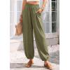 image:imagePRETTYGARDEN Womens 2026 Summer Casual Pants High Waisted Loose Wide Leg Palazzo Pockets Lounge Beach Travel Trousers OutfitsArmy Green
