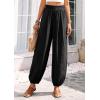 image:imagePRETTYGARDEN Womens 2026 Summer Casual Pants High Waisted Loose Wide Leg Palazzo Pockets Lounge Beach Travel Trousers OutfitsBlack
