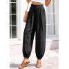 image:imagePRETTYGARDEN Womens 2026 Summer Casual Pants High Waisted Loose Wide Leg Palazzo Pockets Lounge Beach Travel Trousers OutfitsBlack