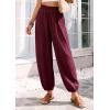 image:imagePRETTYGARDEN Womens 2026 Summer Casual Pants High Waisted Loose Wide Leg Palazzo Pockets Lounge Beach Travel Trousers OutfitsBurgundy