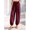 image:imagePRETTYGARDEN Womens 2026 Summer Casual Pants High Waisted Loose Wide Leg Palazzo Pockets Lounge Beach Travel Trousers OutfitsBurgundy