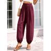 image:imagePRETTYGARDEN Womens 2026 Summer Casual Pants High Waisted Loose Wide Leg Palazzo Pockets Lounge Beach Travel Trousers OutfitsBurgundy
