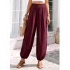 image:imagePRETTYGARDEN Womens 2026 Summer Casual Pants High Waisted Loose Wide Leg Palazzo Pockets Lounge Beach Travel Trousers OutfitsBurgundy
