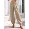 image:imagePRETTYGARDEN Womens 2026 Summer Casual Pants High Waisted Loose Wide Leg Palazzo Pockets Lounge Beach Travel Trousers OutfitsLight Khaki