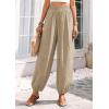 image:imagePRETTYGARDEN Womens 2026 Summer Casual Pants High Waisted Loose Wide Leg Palazzo Pockets Lounge Beach Travel Trousers OutfitsLight Khaki
