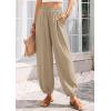 image:imagePRETTYGARDEN Womens 2026 Summer Casual Pants High Waisted Loose Wide Leg Palazzo Pockets Lounge Beach Travel Trousers OutfitsLight Khaki