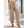 image:imagePRETTYGARDEN Womens 2026 Summer Casual Pants High Waisted Loose Wide Leg Palazzo Pockets Lounge Beach Travel Trousers OutfitsLight Khaki