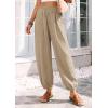 image:imagePRETTYGARDEN Womens 2026 Summer Casual Pants High Waisted Loose Wide Leg Palazzo Pockets Lounge Beach Travel Trousers OutfitsLight Khaki