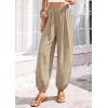 image:imagePRETTYGARDEN Womens 2026 Summer Casual Pants High Waisted Loose Wide Leg Palazzo Pockets Lounge Beach Travel Trousers OutfitsLight Khaki