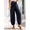 image:imagePRETTYGARDEN Womens 2026 Summer Casual Pants High Waisted Loose Wide Leg Palazzo Pockets Lounge Beach Travel Trousers OutfitsNavy Blue