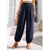 image:imagePRETTYGARDEN Womens 2026 Summer Casual Pants High Waisted Loose Wide Leg Palazzo Pockets Lounge Beach Travel Trousers OutfitsNavy Blue