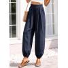 image:imagePRETTYGARDEN Womens 2026 Summer Casual Pants High Waisted Loose Wide Leg Palazzo Pockets Lounge Beach Travel Trousers OutfitsNavy Blue