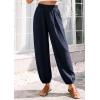 image:imagePRETTYGARDEN Womens 2026 Summer Casual Pants High Waisted Loose Wide Leg Palazzo Pockets Lounge Beach Travel Trousers OutfitsNavy Blue