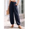 image:imagePRETTYGARDEN Womens 2026 Summer Casual Pants High Waisted Loose Wide Leg Palazzo Pockets Lounge Beach Travel Trousers OutfitsNavy Blue