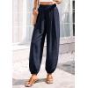 image:imagePRETTYGARDEN Womens 2026 Summer Casual Pants High Waisted Loose Wide Leg Palazzo Pockets Lounge Beach Travel Trousers OutfitsNavy Blue
