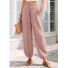 image:imagePRETTYGARDEN Womens 2026 Summer Casual Pants High Waisted Loose Wide Leg Palazzo Pockets Lounge Beach Travel Trousers OutfitsPink