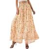 image:imagePRETTYGARDEN 2026 Summer Maxi Long Skirts for Women Trendy Boho Floral High Waisted Slit Flowy Travel Beach Vacation ClothesFloral Beige Multicolored