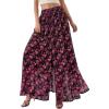 image:imagePRETTYGARDEN 2026 Summer Maxi Long Skirts for Women Trendy Boho Floral High Waisted Slit Flowy Travel Beach Vacation ClothesFloral Black Rose Red