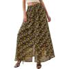 image:imagePRETTYGARDEN 2026 Summer Maxi Long Skirts for Women Trendy Boho Floral High Waisted Slit Flowy Travel Beach Vacation ClothesFloral Brown Light Green