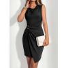 image:imagePRETTYGARDEN Cocktail Dresses for Women Wedding Guest Summer 2026 Spring Short Formal Ruched Bodycon Mini Cowl Neck DressBlack