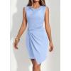 image:imagePRETTYGARDEN Cocktail Dresses for Women Wedding Guest Summer 2026 Spring Short Formal Ruched Bodycon Mini Cowl Neck DressLight Blue