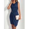 image:imagePRETTYGARDEN Cocktail Dresses for Women Wedding Guest Summer 2026 Spring Short Formal Ruched Bodycon Mini Cowl Neck DressNavy Blue