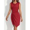 image:imagePRETTYGARDEN Cocktail Dresses for Women Wedding Guest Summer 2026 Spring Short Formal Ruched Bodycon Mini Cowl Neck DressRed