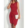 image:imagePRETTYGARDEN Cocktail Dresses for Women Wedding Guest Summer 2026 Spring Short Formal Ruched Bodycon Mini Cowl Neck DressRed