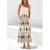 image:imagePRETTYGARDEN Summer Dresses for Women 2026 Floral Patchwork Strapless Tube Long Flowy Dress Beach Vacation ClothesFloral Apricot Black