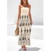image:imagePRETTYGARDEN Summer Dresses for Women 2026 Floral Patchwork Strapless Tube Long Flowy Dress Beach Vacation ClothesFloral Apricot Black
