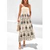 image:imagePRETTYGARDEN Summer Dresses for Women 2026 Floral Patchwork Strapless Tube Long Flowy Dress Beach Vacation ClothesFloral Apricot Black