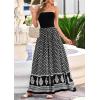 image:imagePRETTYGARDEN Summer Dresses for Women 2026 Floral Patchwork Strapless Tube Long Flowy Dress Beach Vacation ClothesFloral Black