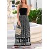 image:imagePRETTYGARDEN Summer Dresses for Women 2026 Floral Patchwork Strapless Tube Long Flowy Dress Beach Vacation ClothesFloral Black