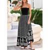 image:imagePRETTYGARDEN Summer Dresses for Women 2026 Floral Patchwork Strapless Tube Long Flowy Dress Beach Vacation ClothesFloral Black