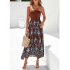 image:imagePRETTYGARDEN Summer Dresses for Women 2026 Floral Patchwork Strapless Tube Long Flowy Dress Beach Vacation ClothesFloral Brown Blue