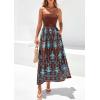 image:imagePRETTYGARDEN Summer Dresses for Women 2026 Floral Patchwork Strapless Tube Long Flowy Dress Beach Vacation ClothesFloral Brown Blue