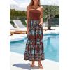 image:imagePRETTYGARDEN Summer Dresses for Women 2026 Floral Patchwork Strapless Tube Long Flowy Dress Beach Vacation ClothesFloral Brown Blue