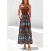 image:imagePRETTYGARDEN Summer Dresses for Women 2026 Floral Patchwork Strapless Tube Long Flowy Dress Beach Vacation ClothesFloral Brown Blue