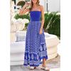 image:imagePRETTYGARDEN Summer Dresses for Women 2026 Floral Patchwork Strapless Tube Long Flowy Dress Beach Vacation ClothesFloral Royal Blue White