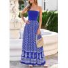 image:imagePRETTYGARDEN Summer Dresses for Women 2026 Floral Patchwork Strapless Tube Long Flowy Dress Beach Vacation ClothesFloral Royal Blue White