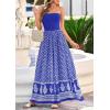 image:imagePRETTYGARDEN Summer Dresses for Women 2026 Floral Patchwork Strapless Tube Long Flowy Dress Beach Vacation ClothesFloral Royal Blue White