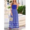 image:imagePRETTYGARDEN Summer Dresses for Women 2026 Floral Patchwork Strapless Tube Long Flowy Dress Beach Vacation ClothesFloral Royal Blue White