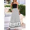 image:imagePRETTYGARDEN Summer Dresses for Women 2026 Floral Patchwork Strapless Tube Long Flowy Dress Beach Vacation ClothesFloral White Black