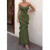 image:imagePRETTYGARDEN Women 2026 Wedding Guest Cocktail Maxi Dress Spaghetti Strap Sleeveless V Neck Bodycon Mesh Party Summer OutfitsArmy Green