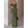 image:imagePRETTYGARDEN Women 2026 Wedding Guest Cocktail Maxi Dress Spaghetti Strap Sleeveless V Neck Bodycon Mesh Party Summer OutfitsArmy Green