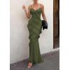 image:imagePRETTYGARDEN Women 2026 Wedding Guest Cocktail Maxi Dress Spaghetti Strap Sleeveless V Neck Bodycon Mesh Party Summer OutfitsArmy Green