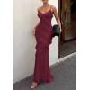 image:imagePRETTYGARDEN Women 2026 Wedding Guest Cocktail Maxi Dress Spaghetti Strap Sleeveless V Neck Bodycon Mesh Party Summer OutfitsBurgundy