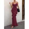 image:imagePRETTYGARDEN Women 2026 Wedding Guest Cocktail Maxi Dress Spaghetti Strap Sleeveless V Neck Bodycon Mesh Party Summer OutfitsBurgundy