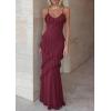 image:imagePRETTYGARDEN Women 2026 Wedding Guest Cocktail Maxi Dress Spaghetti Strap Sleeveless V Neck Bodycon Mesh Party Summer OutfitsBurgundy